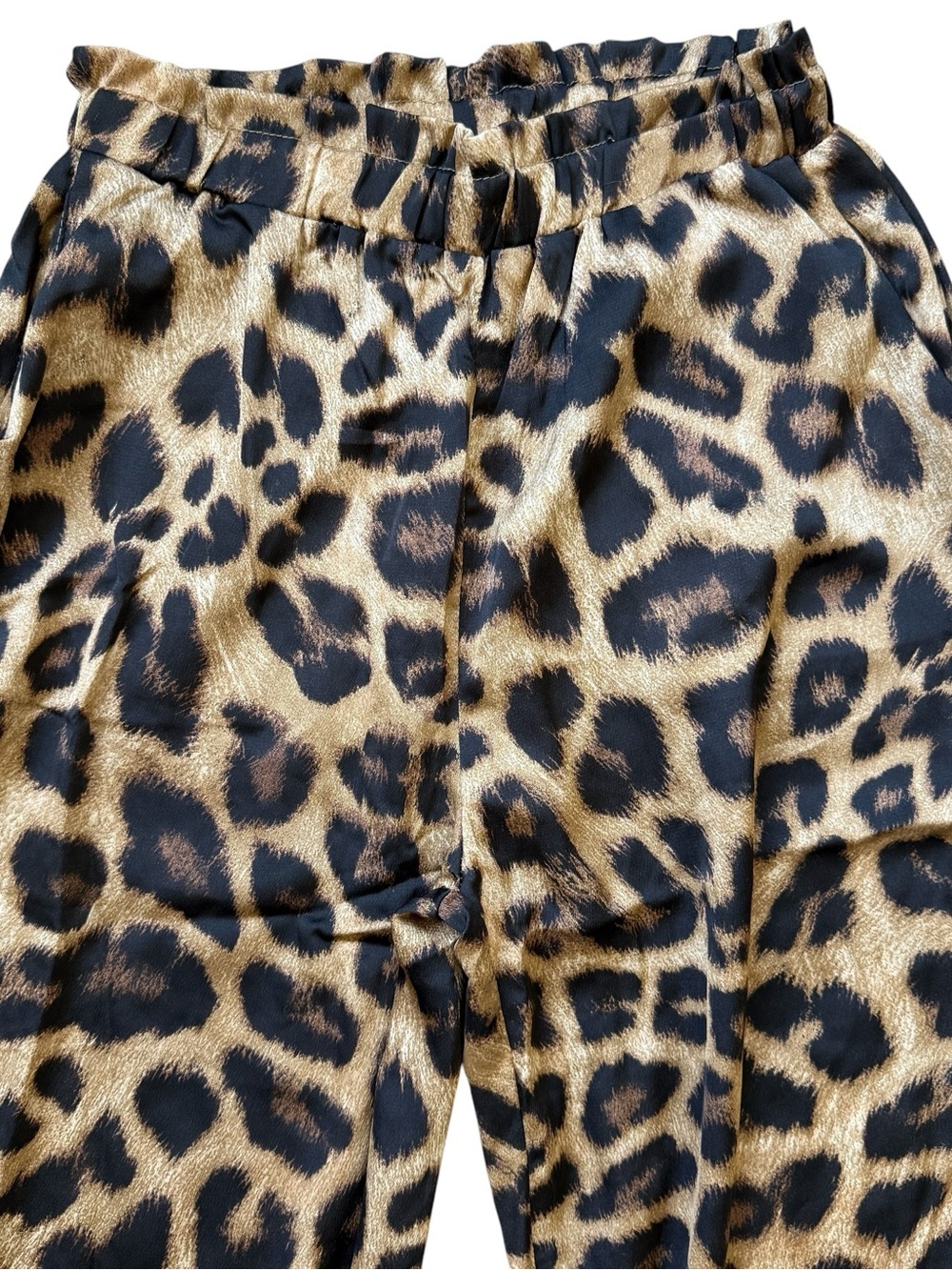 Hayden Los Angeles Leopard Print Satin Jogger Pants Paperbag Waist Boho Chic S - Picture 2 of 9